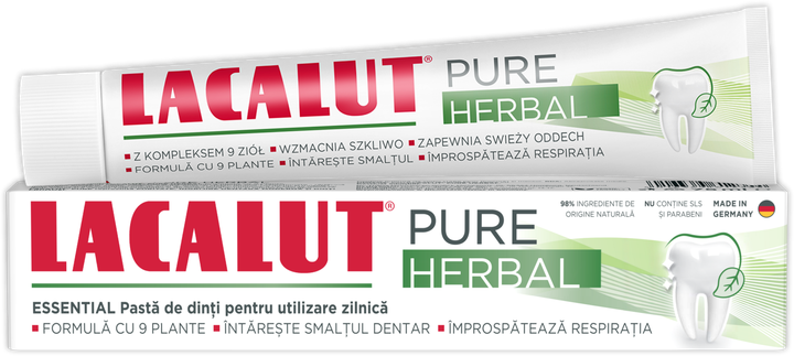 LACALUT PURE HERBAL - pastă de dinți cu 9 plante, întărește smalțul